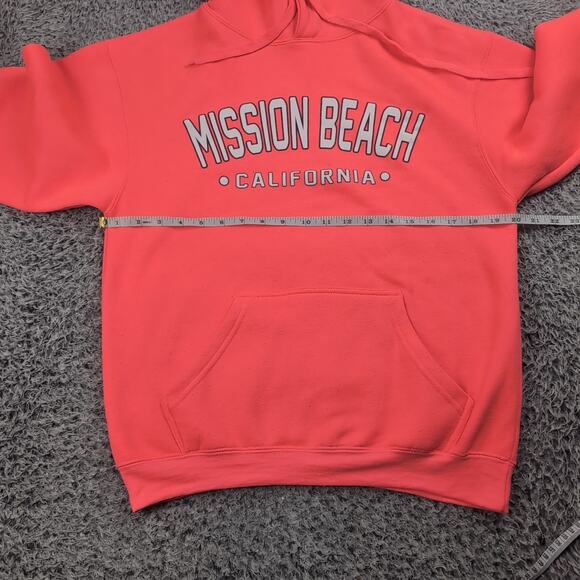 Mission Beach San Diego Hoodie Adult Small Neon Orange Destination Pullover - Picture 3 of 6